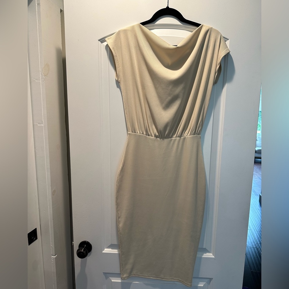 Elegant Cream Cowl Neck Dress NWOT